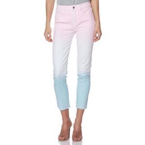 NEW Paige Hoxton Slim Raw Hem Sunset Ombre in Size 26